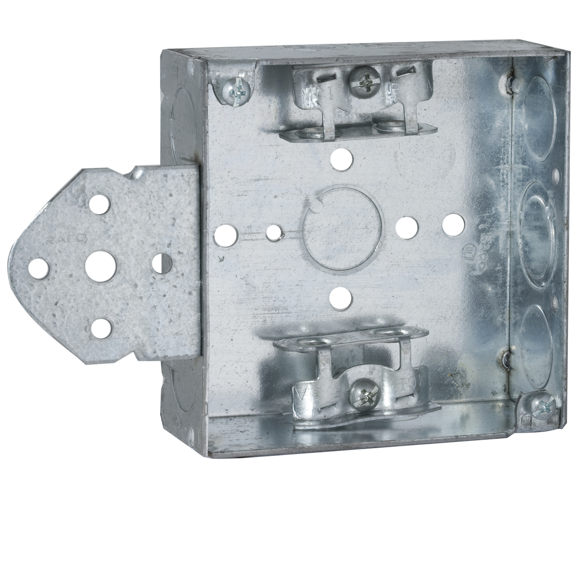 224 Square Box, Steel, 21 cu-in Capacity, (8) Knockouts, 4 in H x 4 in W x 1-1/2 in D