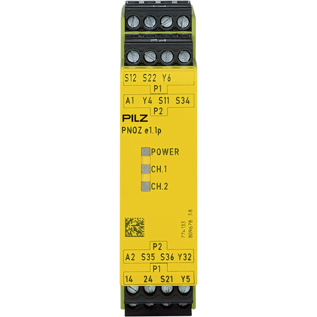 Safety Relay, 1/2-Channel Wiring with/without Detection of Shorts Across Contacts, 2 Safety Outputs, 1 Auxiliary Output in SC Technology, Automatic/Monitored Start, UB = 24 VDC, 22.5mm, Plug-in Terminals of Screw Type, Connection Between Several Devices, Monitoring of E-STOP, Safety Gates, Feedback Loop