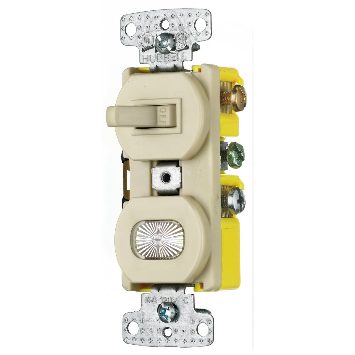 RC109I Standard Sized Combination Toggle Switch, 120 V AC, 15 A, 1800 W