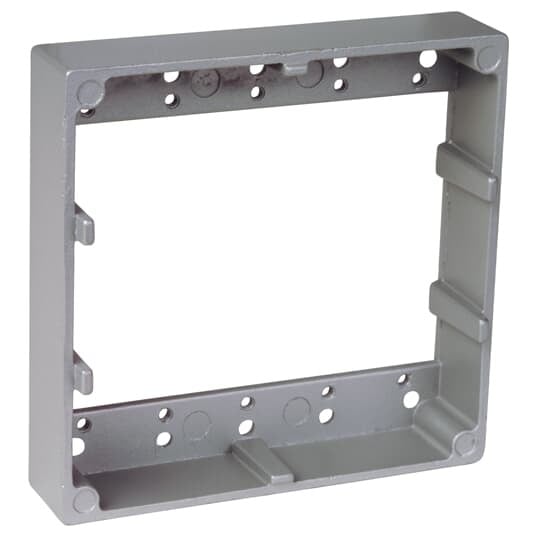 S450E Red Dot Universal Box Extension Ring With Gasket, Screws, 2 Gangs, 4-3/4 in L x 4-3/4 in W, Die Cast Aluminum