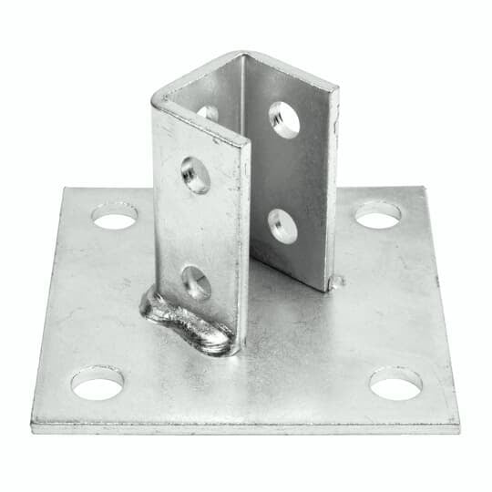 AP232-GR Superstrut Post Base Connector, Diagonal Channel Position, 3-1/2 in H Base, For Use With Channels, Steel