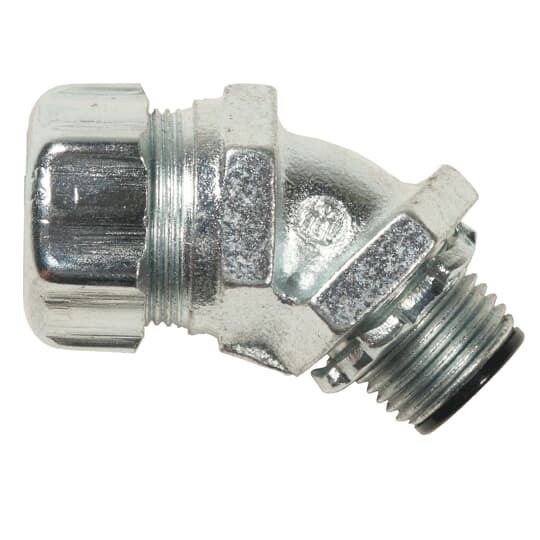 5342-HT T&B High Temperature Insulated Conduit Connector, 1/2 in Trade, 45 deg, Malleable Iron, Clear Chromate Coated/Zinc Plated