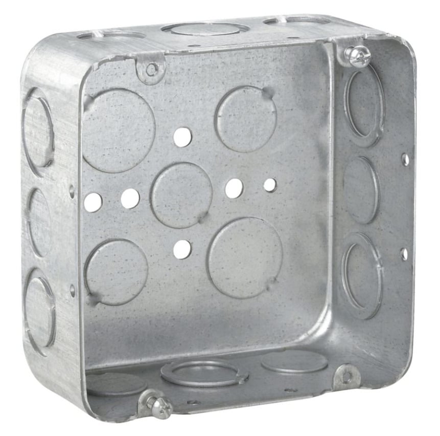 TP549 TP Drawn Outlet Box, Steel, 29.5 cu-in Capacity, (17) Knockouts, 4-11/16 in H x 4-11/16 in W x 1-1/2 in D