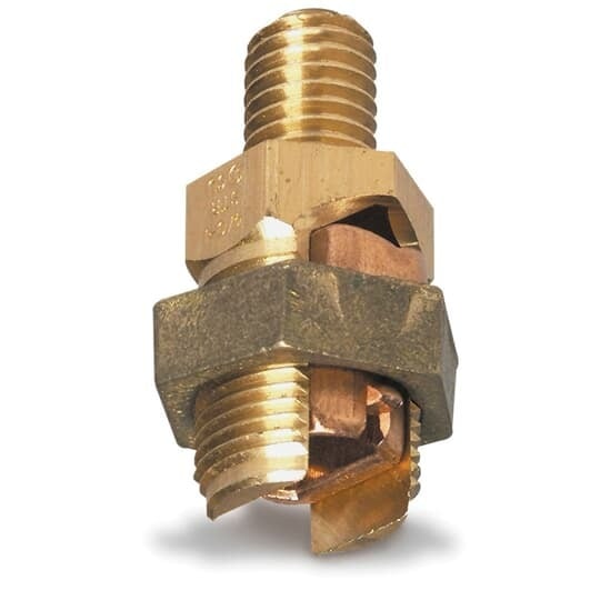 SP8SS Blackburn EZ-Ground Short Stud Single Non-Insulated Mechanical Service Post Connector, 4/0 to 1 AWG Stranded Conductor, 5/8-11 x 1 in Stud, Bronze