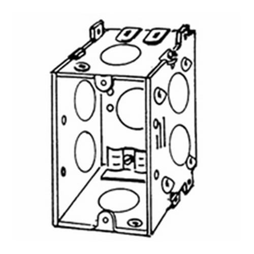16LE Gangable Square Corner Switch Box With Non-Metallic Sheathed CL-26 Cable Clamps, Steel, 16 cu-in Capacity, 1 Gangs, 11 Knockouts, 3-3/4 in H x 2 in W x 2-1/2 in D