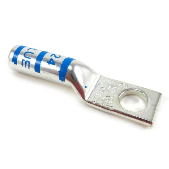 54905BE Color-Keyed 54900 1-Hole Non-Insulated Compression Lug, 6 AWG Copper/Stranded Conductor, Die Code: 24, 1/4 in Stud, Copper