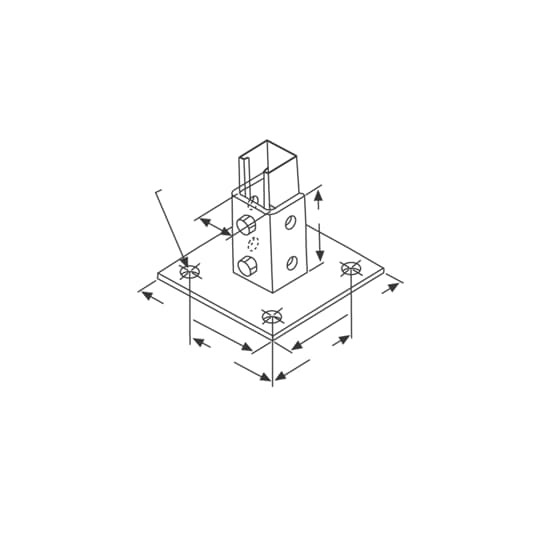 AP235-SQ Superstrut Connector Post Base, Square Recess Channel Position, Steel