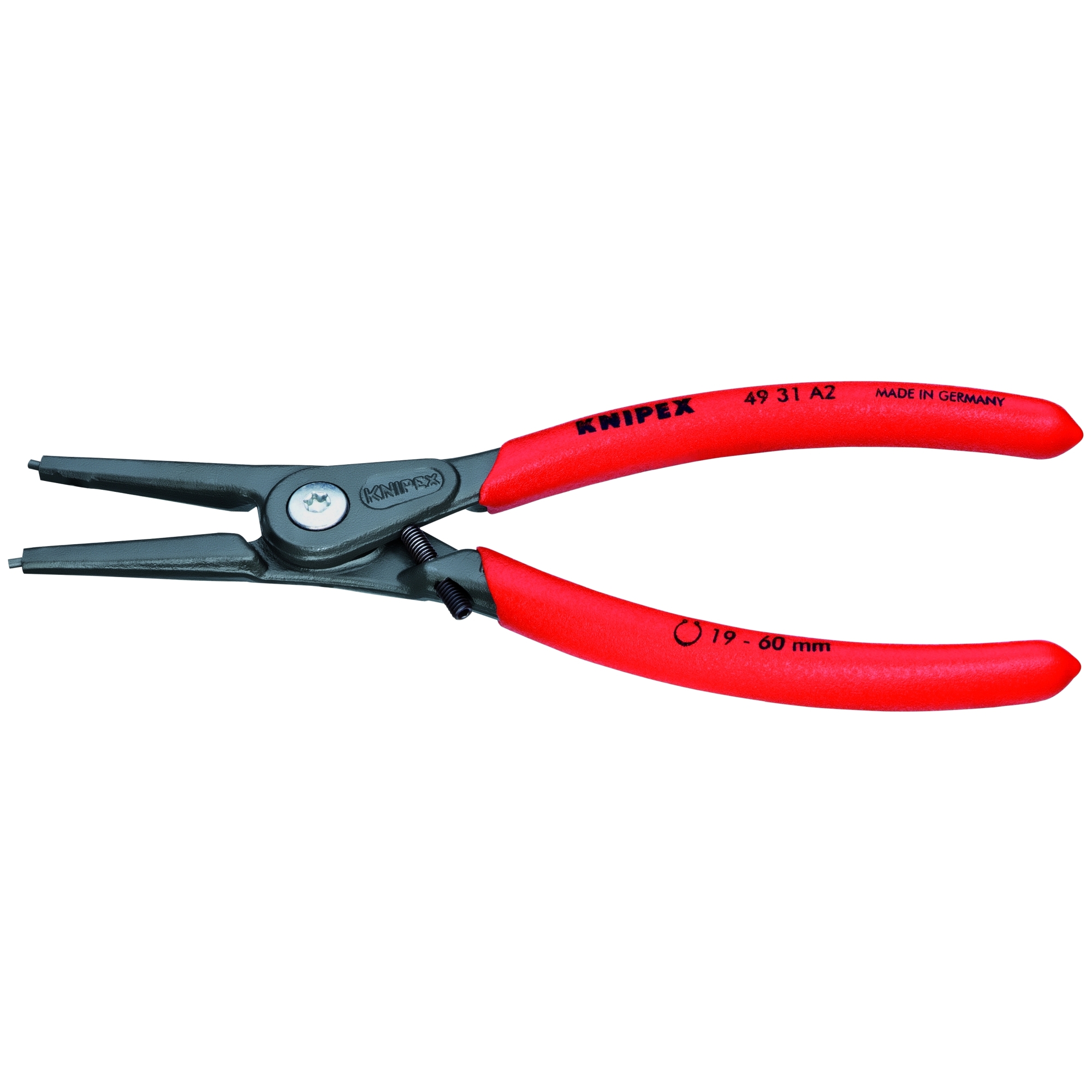 External Precision Snap Ring Pliers-Limiter, 7 1/4 in., Non-slip plastic, 5/64 in. Tips
