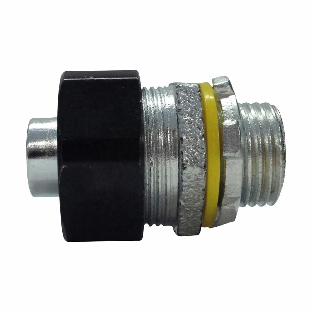 LTQ38 LiQuick Liquid Tight Non-Insulated Straight Threaded Conduit Connector, 3/8 in Trade, Malleable Iron, Electro-Plated Zinc