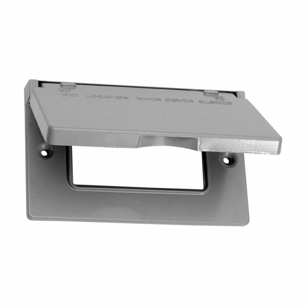 TP7237 Weatherproof Outlet Cover, 4-9/16 in L x 2-13/16 in W, Self-Close Cover, Die Cast Aluminum