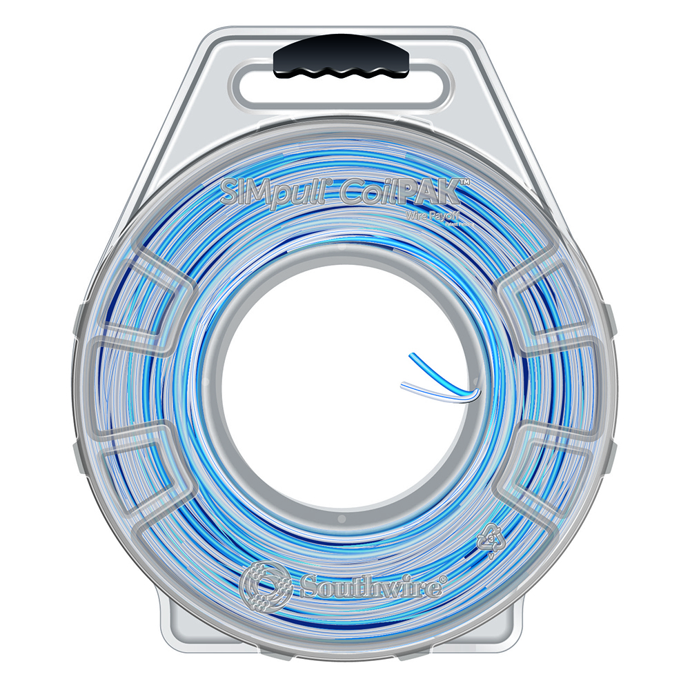 58609701 THHN Wire, 12 AWG, 2 Copper Conductors, 19 Stranded, Blue/White and Blue, 1000 CoilPak