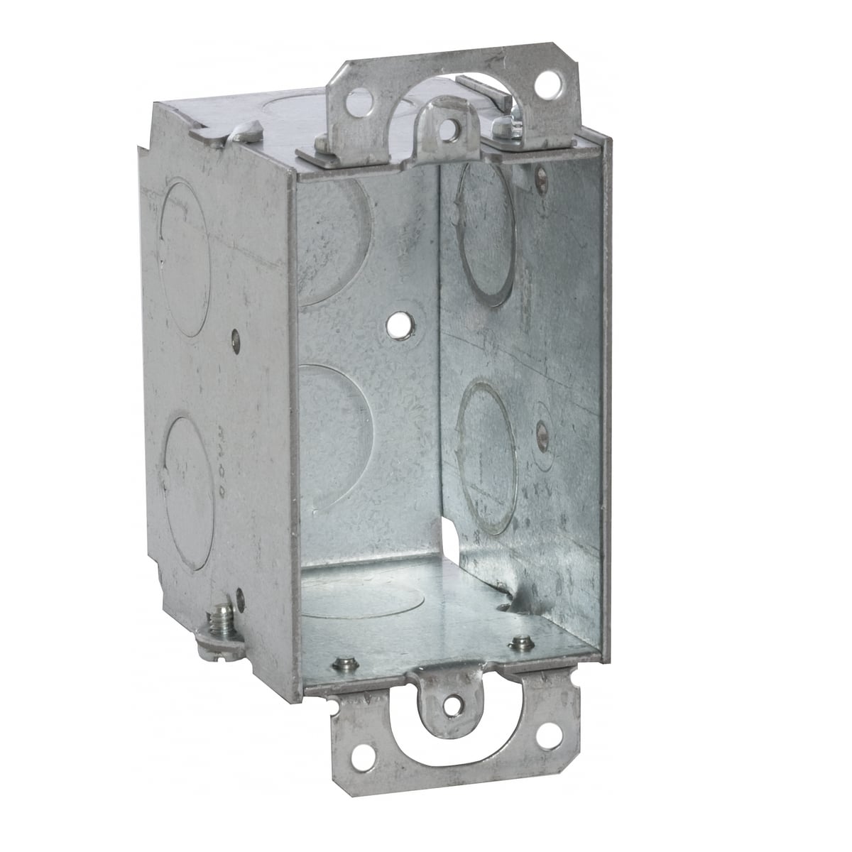 500 Gangable Switch Box, Steel, 12.5 cu-in Capacity, 1 Gangs, 1 Outlets, 8 Knockouts, 2 in H x 4.22 in W x 2.5 in D