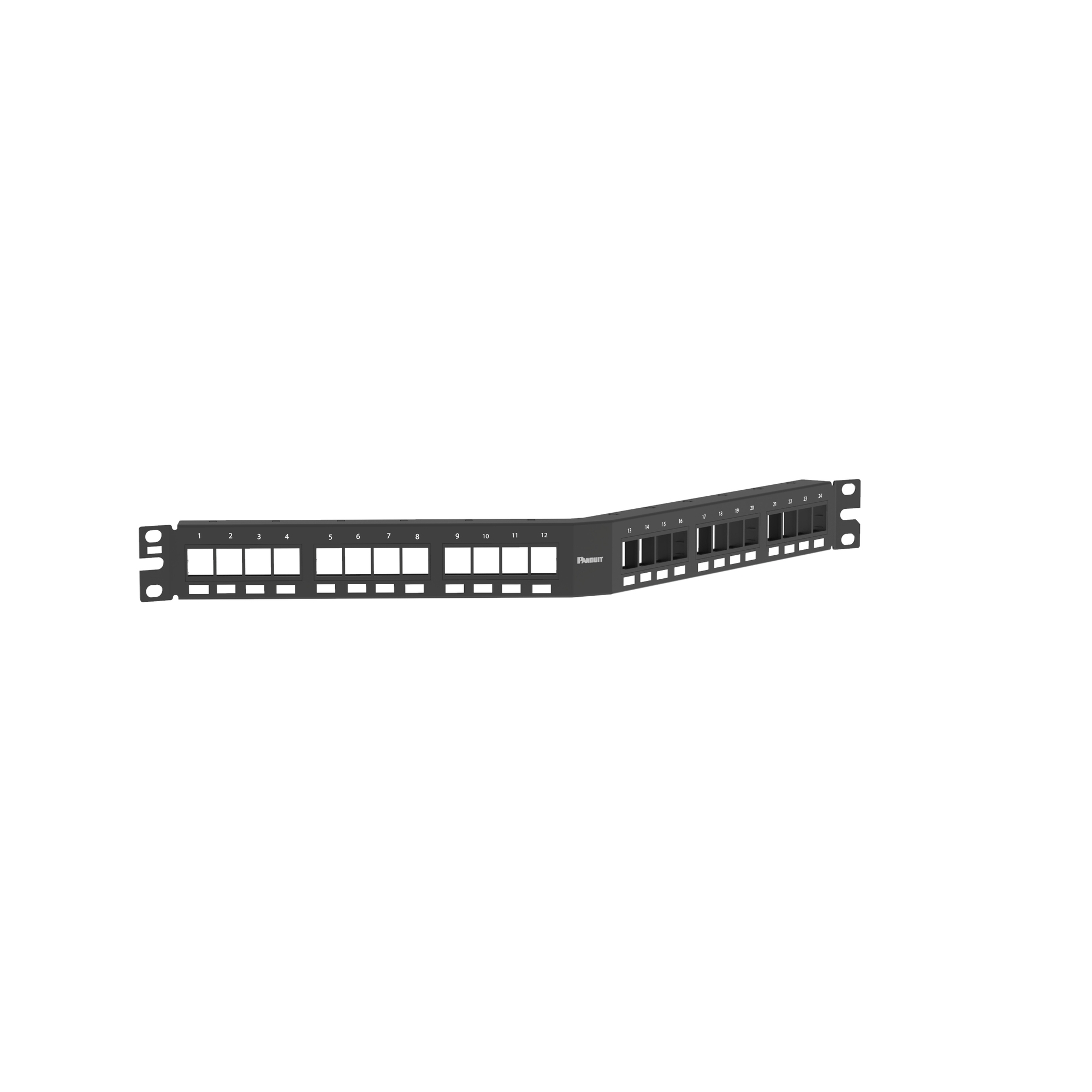NKPPA24FMY NetKey 1RU Angled Keystone Unshielded Modular Patch Panel, 24 Ports, Cold Rolled Steel