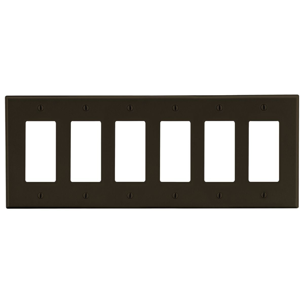 P266 Standard Wall Plate, 6 Gangs, 11.94 in W x 4.63 in H, Polycarbonate Thermoplastic, Brown