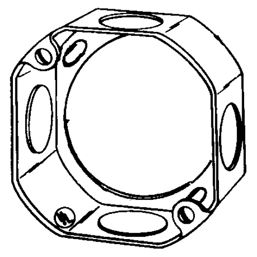 3OE-1/2 Octagon Box Extension Ring, 9 in L x 10 in W x 1/2 in D, Steel