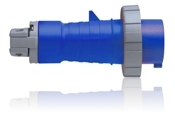 320P6W Watertight Pin And Sleeve Plug, 250 V AC, 20 A, 2 Poles, 3 Wires, Blue