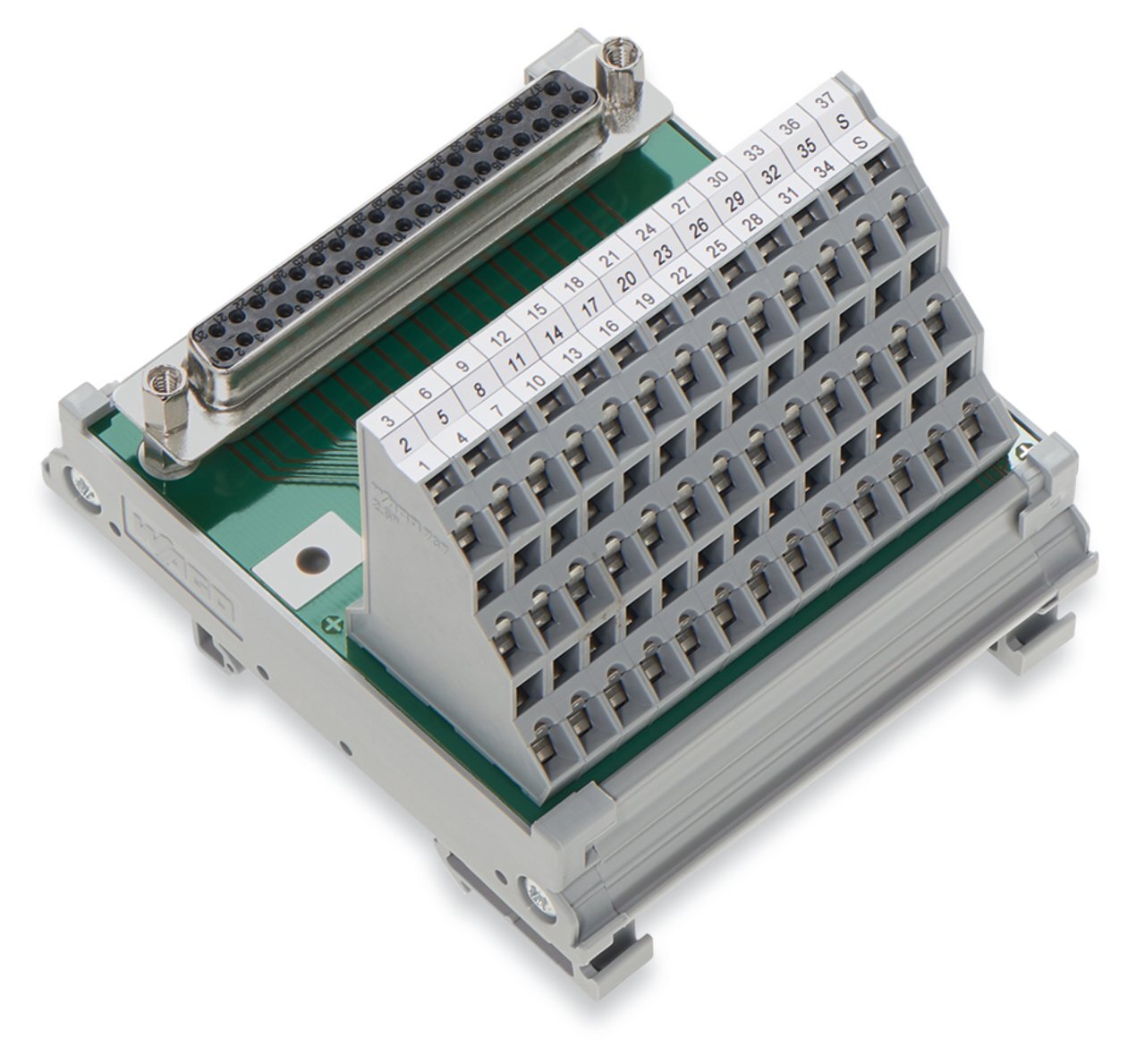 289-624 Triple-Deck Interface Module, 125 V DC, 2 A, 28 to 12 AWG Wire, 37 Poles, DIN Rail Mount