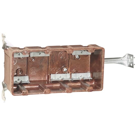2004-BH Carlon Non-Metallic Outlet Box, Phenolic, 60 cu-in Capacity, 4 Gangs, 3-5/8 in L x 7-23/32 in W x 3-1/16 in D