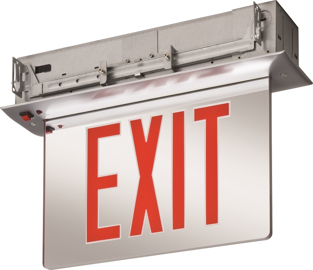 EDGR 1 RMR M4 Single Face Edge-Lit Exit Sign, LED Lamp, 3 W Fixture, 120/277 V AC, Clear Housing, EXIT Legend