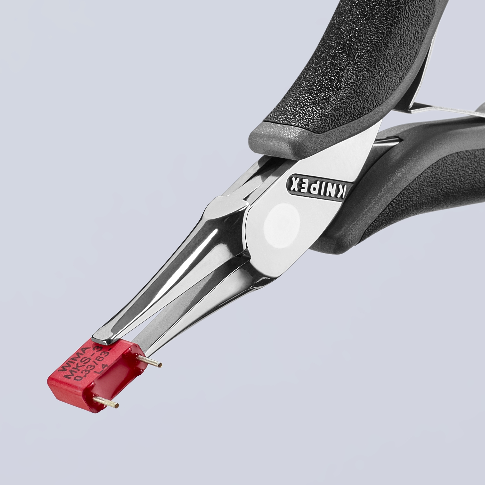 Electronics Pliers-Flat Tips, ESD Handles, 4 1/2 in., Multi-Component, Polished, Flat Jaws