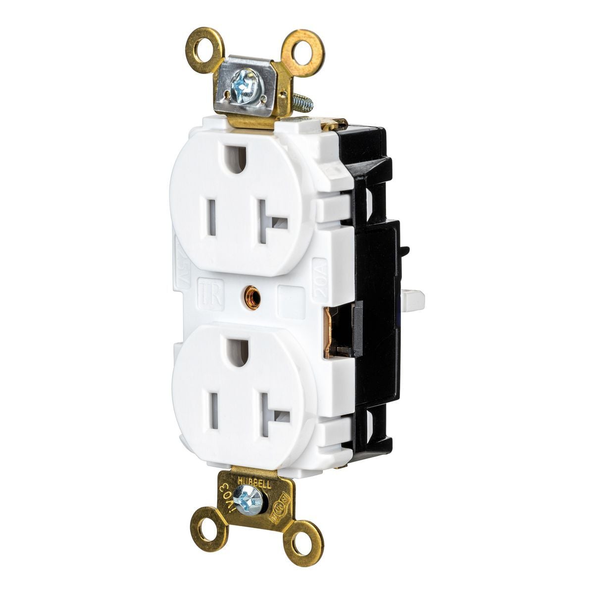 HBL5362STWTR EdgeConnect Straight Blade Receptacle, 125 V, 20 A, 2 Poles, 3 Wires, White