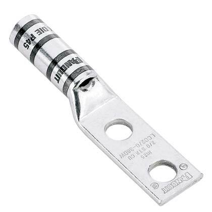 LCC6-12W-L Pan-Lug 2-Hole Compression Lug, 6 AWG Stranded Copper Conductor, Die Code: P24, 42.767 in Stud, Copper