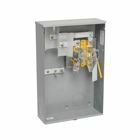 Eaton B-Line series single meter sockets, 200 A, Test block, Ring type, 3R, ANSI 61 gray painted, 010 kAIC, #6-250 MCM, MCB, Steel, Surface mount, 1 position, 1?/3W, Overhead feed