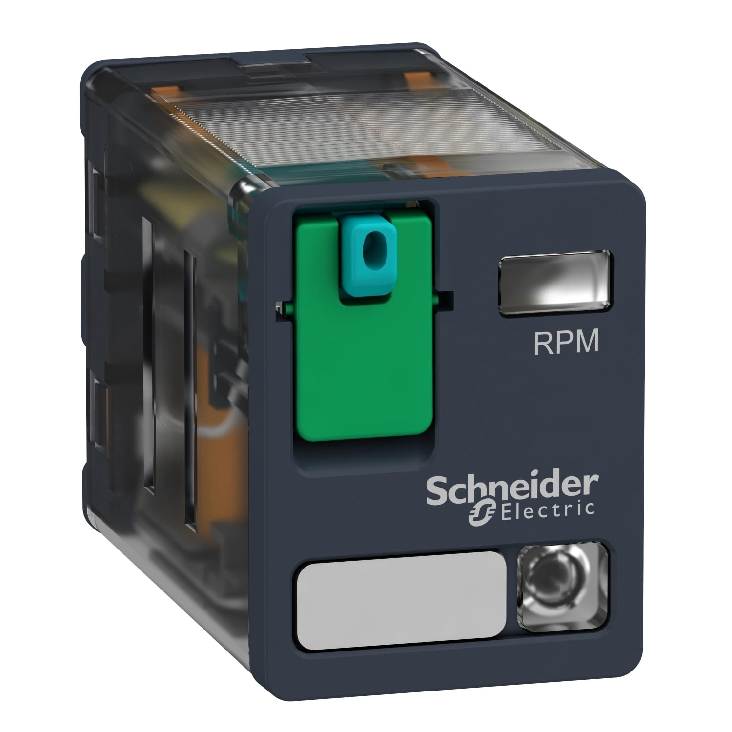 RPM22FD Zelio RPM Series Power Plug-In Relay With Test Button and Lock-Down Door, 15 A, 2CO 2 Form C DPDT Contact, 110 V DC V Coil