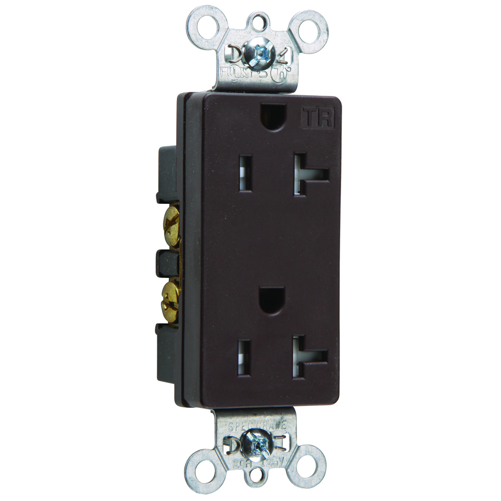 TR26362 20 Amp 125V  Decorator Duplex Receptacle, Back and Side Wire, Brown