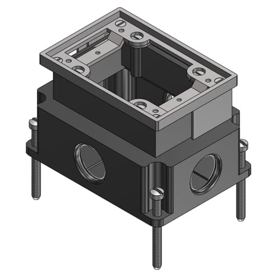 SP6411AL Steel City Flush Service Floor Box With Aluminum Trim Ring, Cast Iron, 35 cu-in Capacity, 1 Gang, 4-1/2 in L x 3 in W