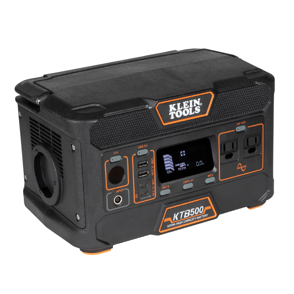 KTB500 Portable Power Station, 120 V, 500, 1000 W Power Rating, Plastic