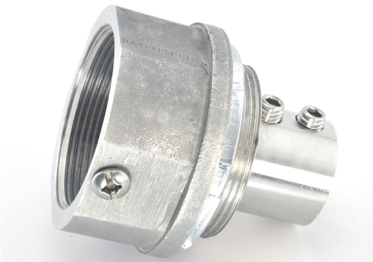 2" Stainless Steel grounding fitting with stainless steel set screws and steel locknut Buna N sealing ring.  NPT threads.