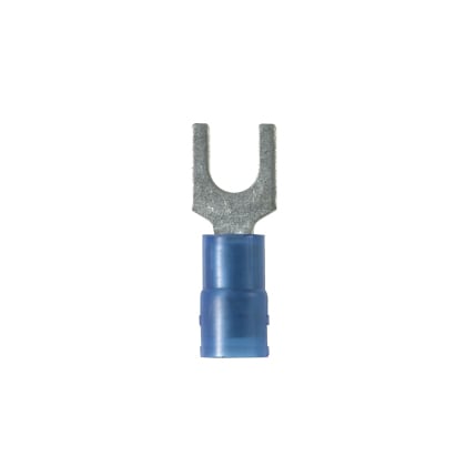 PNF14-6F-C Pan-Term Loose Piece Fork Terminal, #14 Conductor, 0.8 in L, Funnel Entry/Sleeved Barrel, Copper, Blue