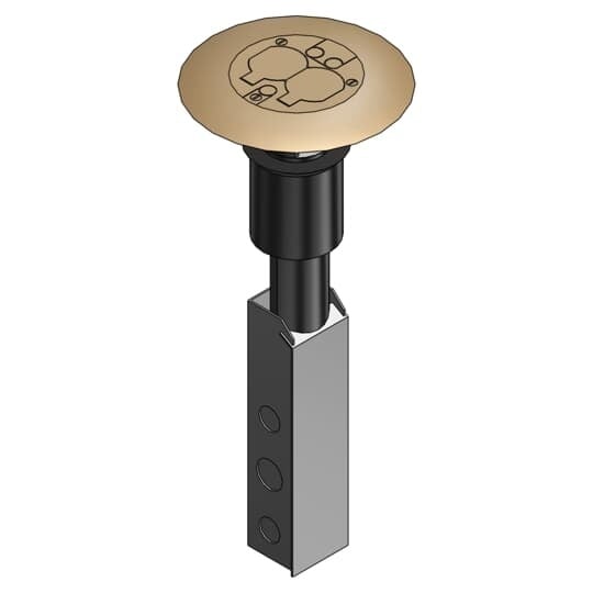 FPT445-SW-BRS Steel City Flush Service Poke-Through Base Unit With MopTite Cover, 3 in Hole, 7 in Dia Cover, 27 cu-in, Steel/Phenolic
