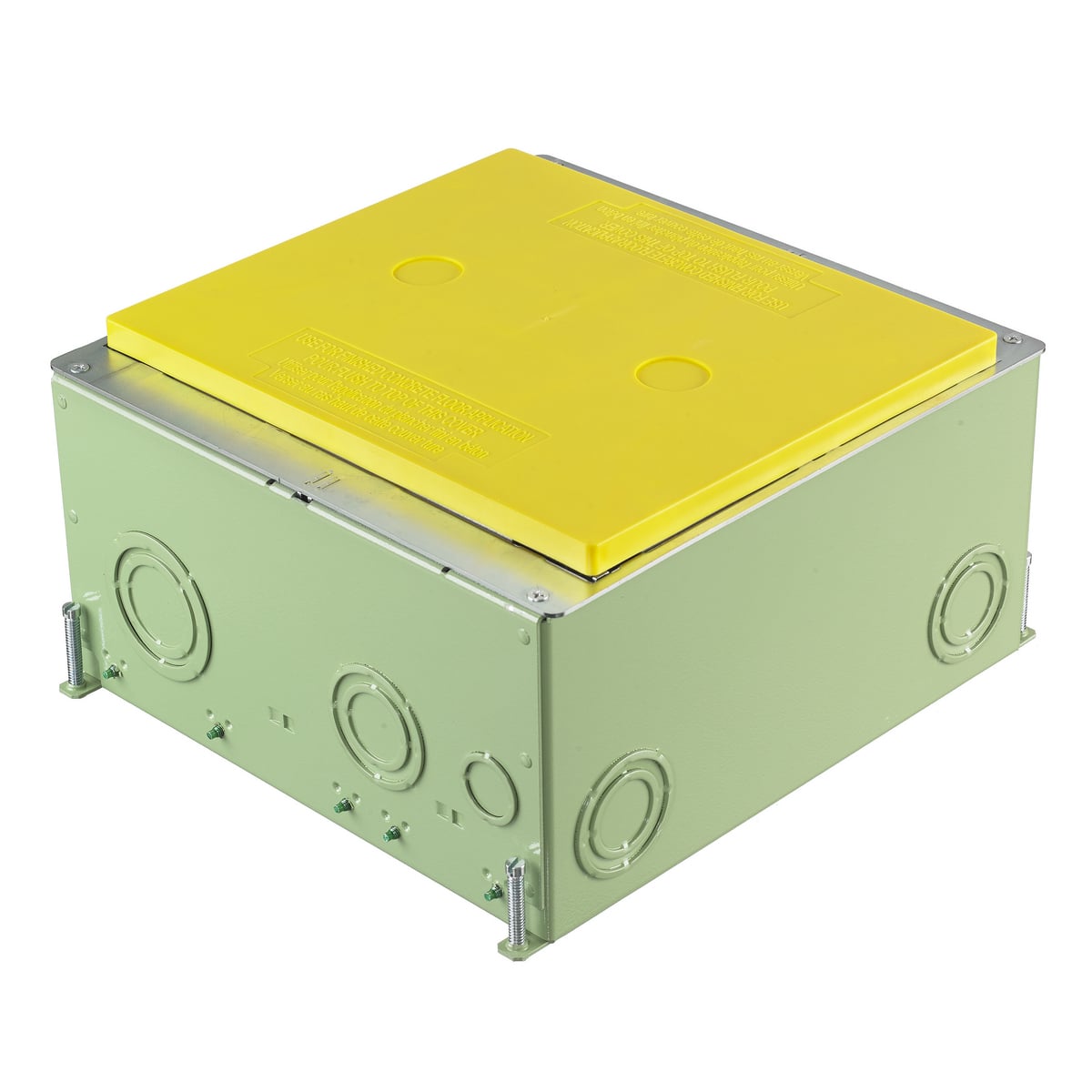 CFB10G55CR Fully Adjustable Folded On-Grade Recessed Standard Corrosion Resistant Floor Box, Stamped Steel, 33 cu-in Capacity, 10 Gangs, 14 Knockouts, 10.96 in L x 12.09 in W x 5.59 in H