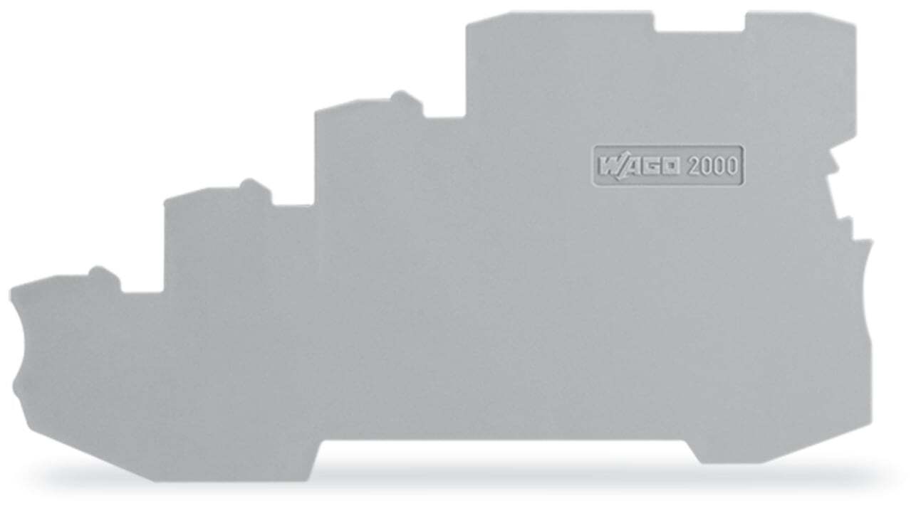 2000-5491 Half Sine End and Intermediate Plate, For Use With 4-Conductor Terminal Blocks, Polyamide, Gray