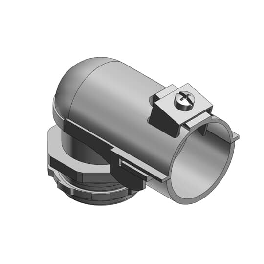 323 T&B Tite-Bite Cable Angle Connector With Non-Insulated Throat, 1/2 in Trade, 1/2 in Knockout, 0.67 to 0.92 in Cable Openings, Steel, Electro-Zinc Plated