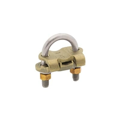 GUV3021 Blackburn EZ-Ground Type GUV Non-Insulated U-Bolt Grounding Clamp, 3 to 3-1/2 in Rod, 4 to 2/0 AWG Conductor, Copper