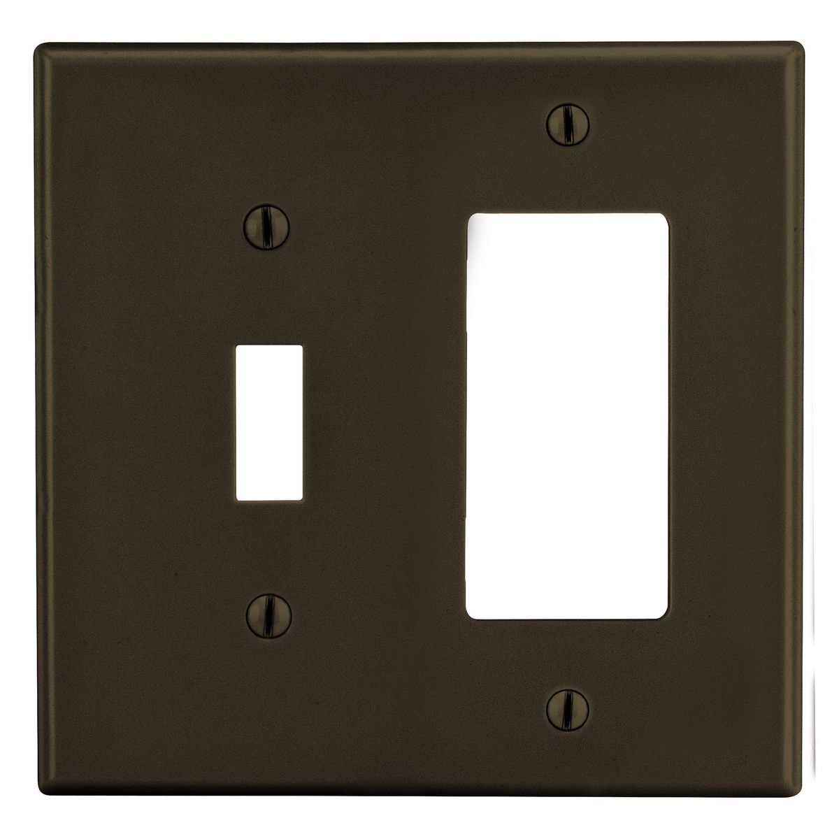 P126 Non-Metallic Standard Wall Plate, 2 Gangs, 4.69 in W x 4.63 in H, Polycarbonate Thermoplastic, Brown