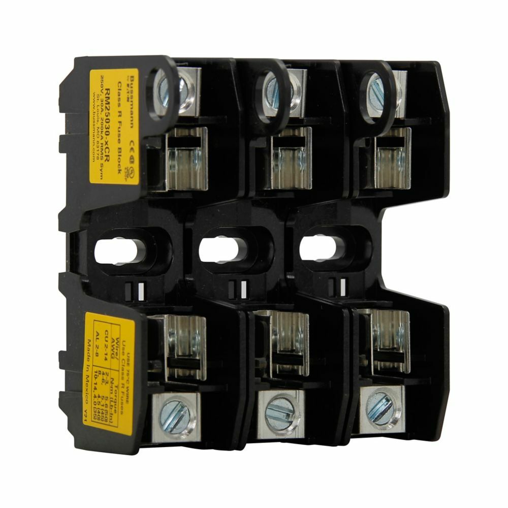 Eaton Bussmann Series RM modular fuse block, Modular fuse block, CR, 0-30 A, Three-pole, Class R, Box lug, 250 V