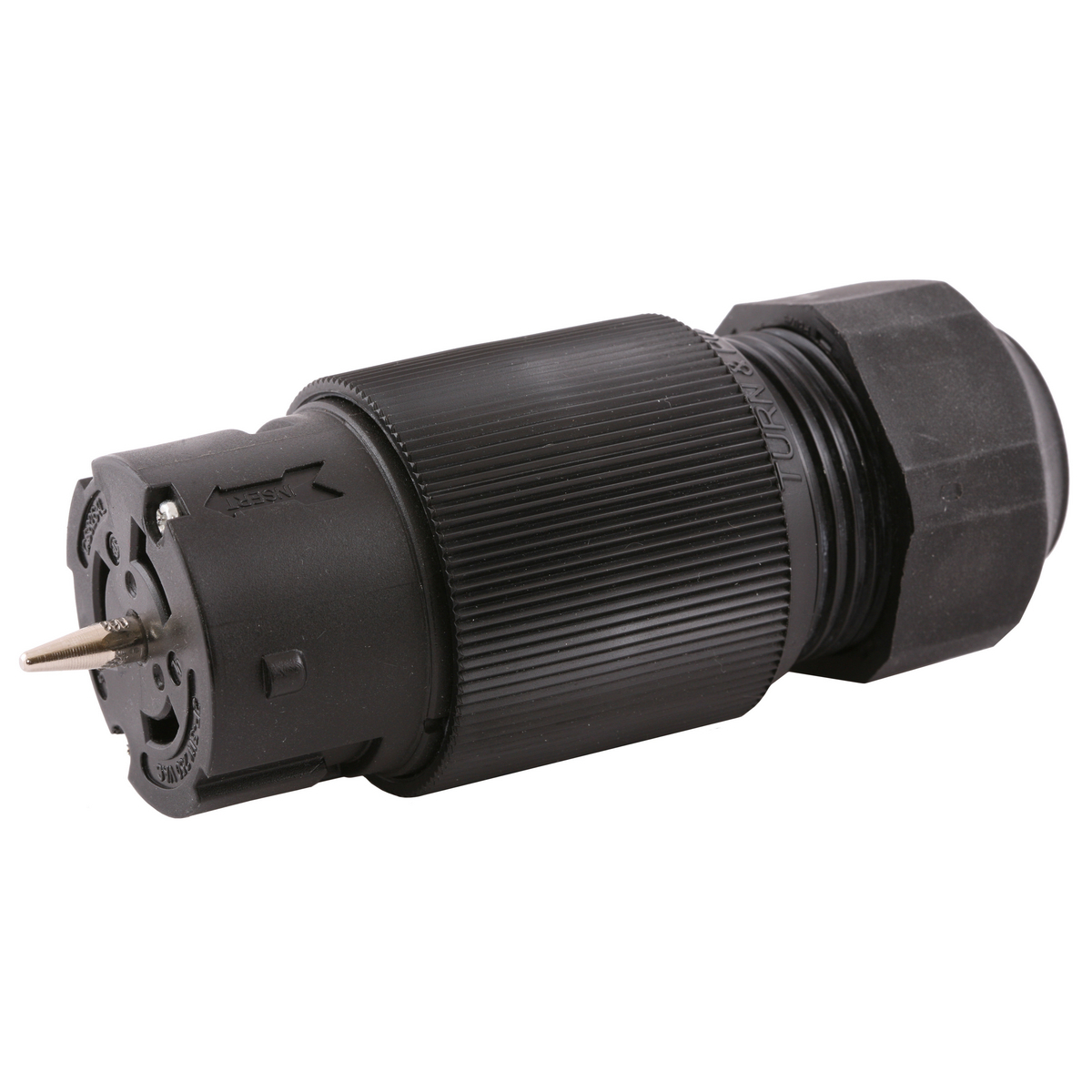 CS8364L 3-Phase Economy Female Grounding Heavy Duty Isolated Standard Cord Mount Locking Connector, 250 V AC, 50 A, 3 Poles, 4 Wires, Black