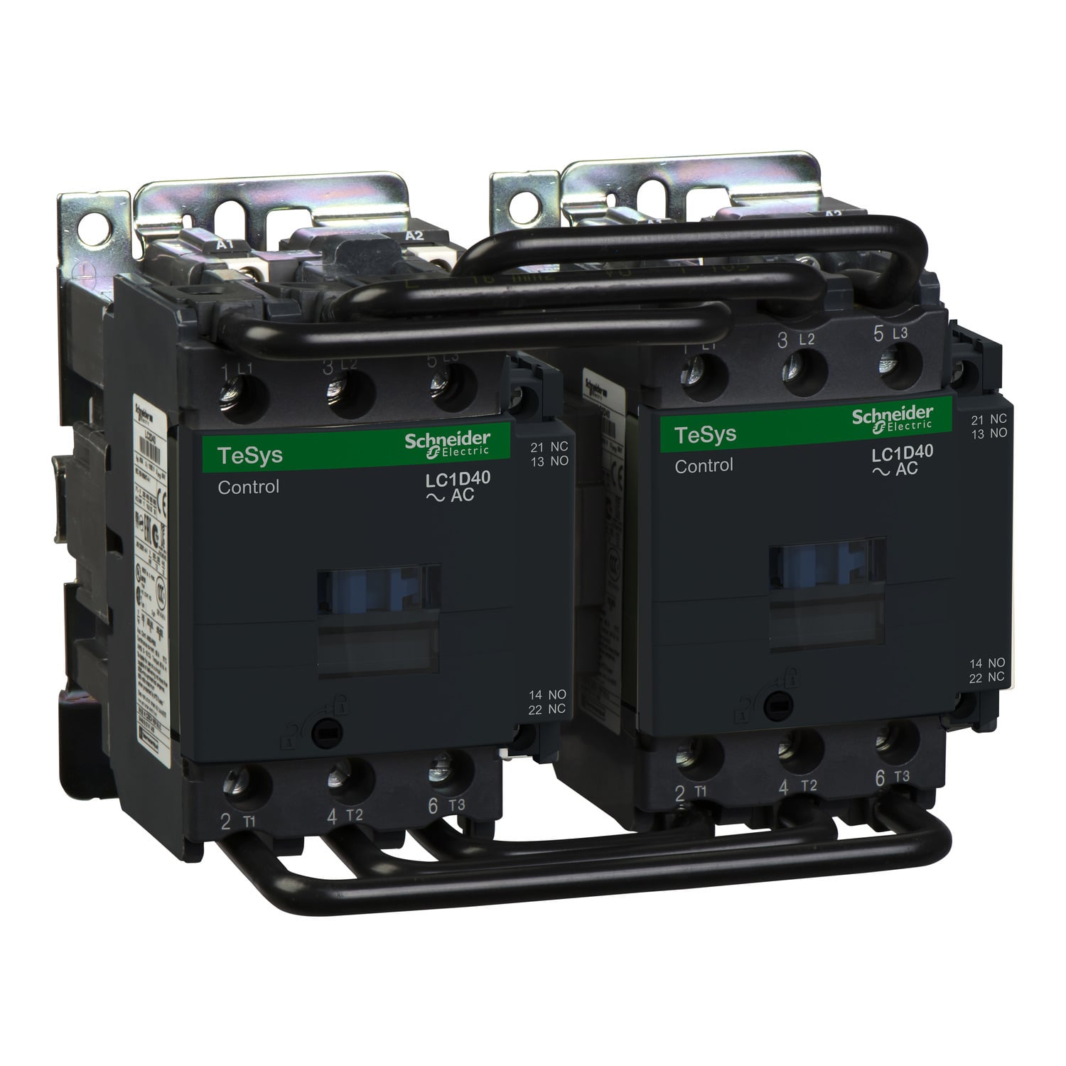 LC2D40F7 TeSyS D D-Line LC2D Mechanical Reversing Standard IEC Contactor With Protective Cover, 110/1000 V AC V Coil, 10 A, 3NO Contact, 3 Poles