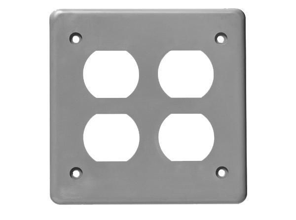 278086 F-Series Double Duplex Receptacle Cover Plate, 2 Gangs, 4.785 in W x 4.785 in H x 0.325 in D, PVC