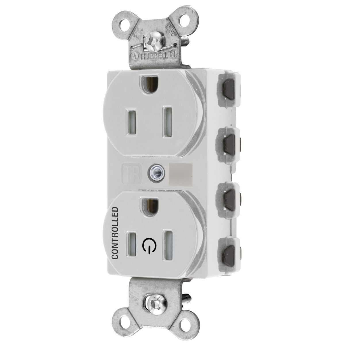 SNAP5262C1WTRA Duplex Extra Heavy Duty Tamper-Resistant Straight Blade Receptacle, 125 V AC, 15 A, 2 Poles, 3 Wires, White