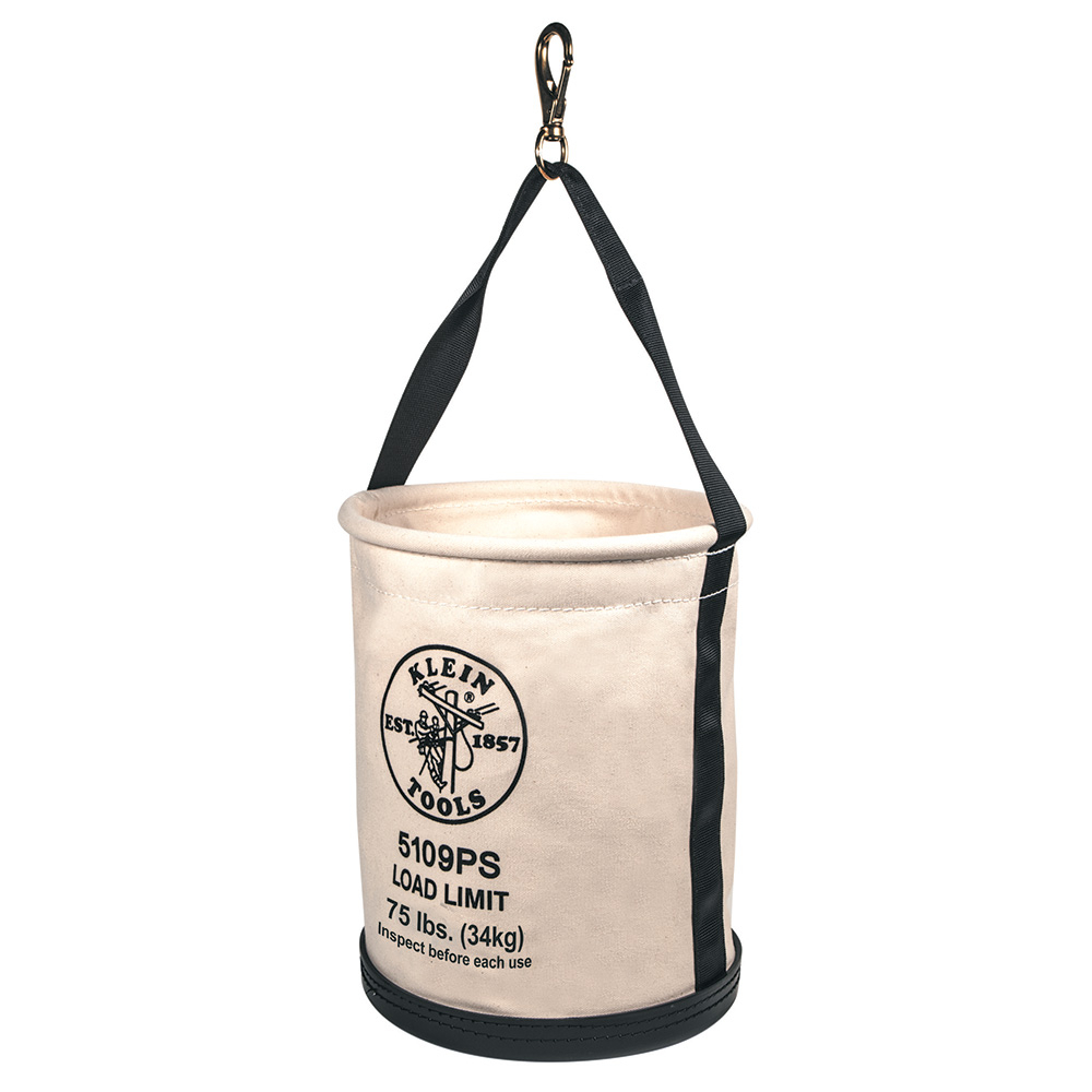 5109PS Wide Opening Straight Wall Bucket With Pocket, 15 in H, 1 Pocket, #6 Canvas
