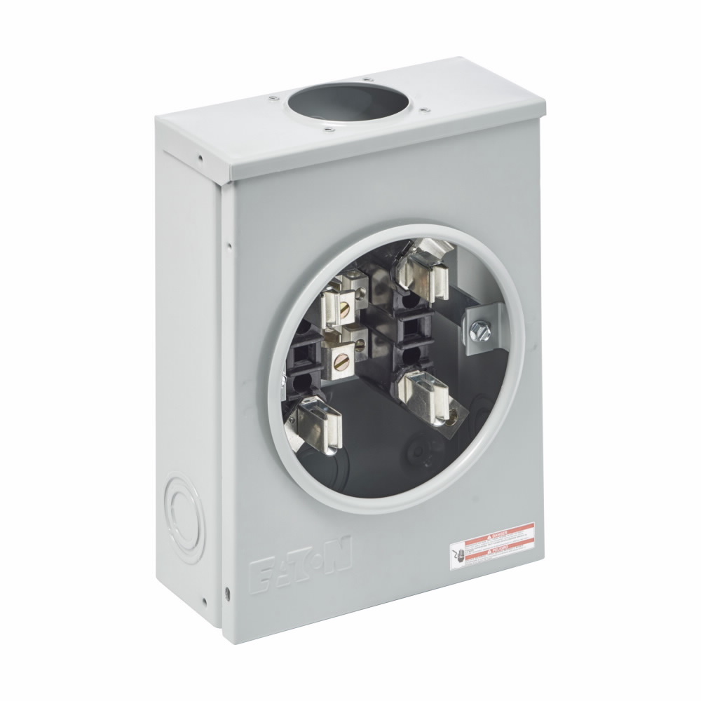 927 Single Meter Socket, AW Hub Top Provision, 100 Amp, Both, 7 Jaw, Ringed, 3 Steel, ANSI 61 Paint, Side, 3 Pole, 4 Wire, #14-1/0 Line Lug Size, #14-1/0 Load Lug Size, None