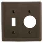 Hubbell Wiring Device Kellems, Wallplates, Nylon, 2-Gang, 1) Toggle,1).406" Opening, Brown