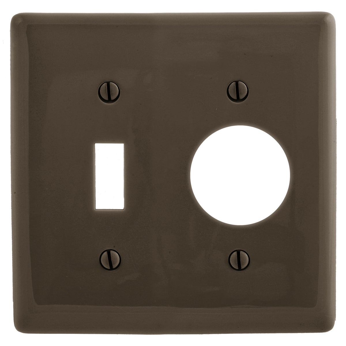 NP17 Standard Combination Wall Plate, 2 Gangs, 4.68 in W x 4.63 in H, Nylon, Brown
