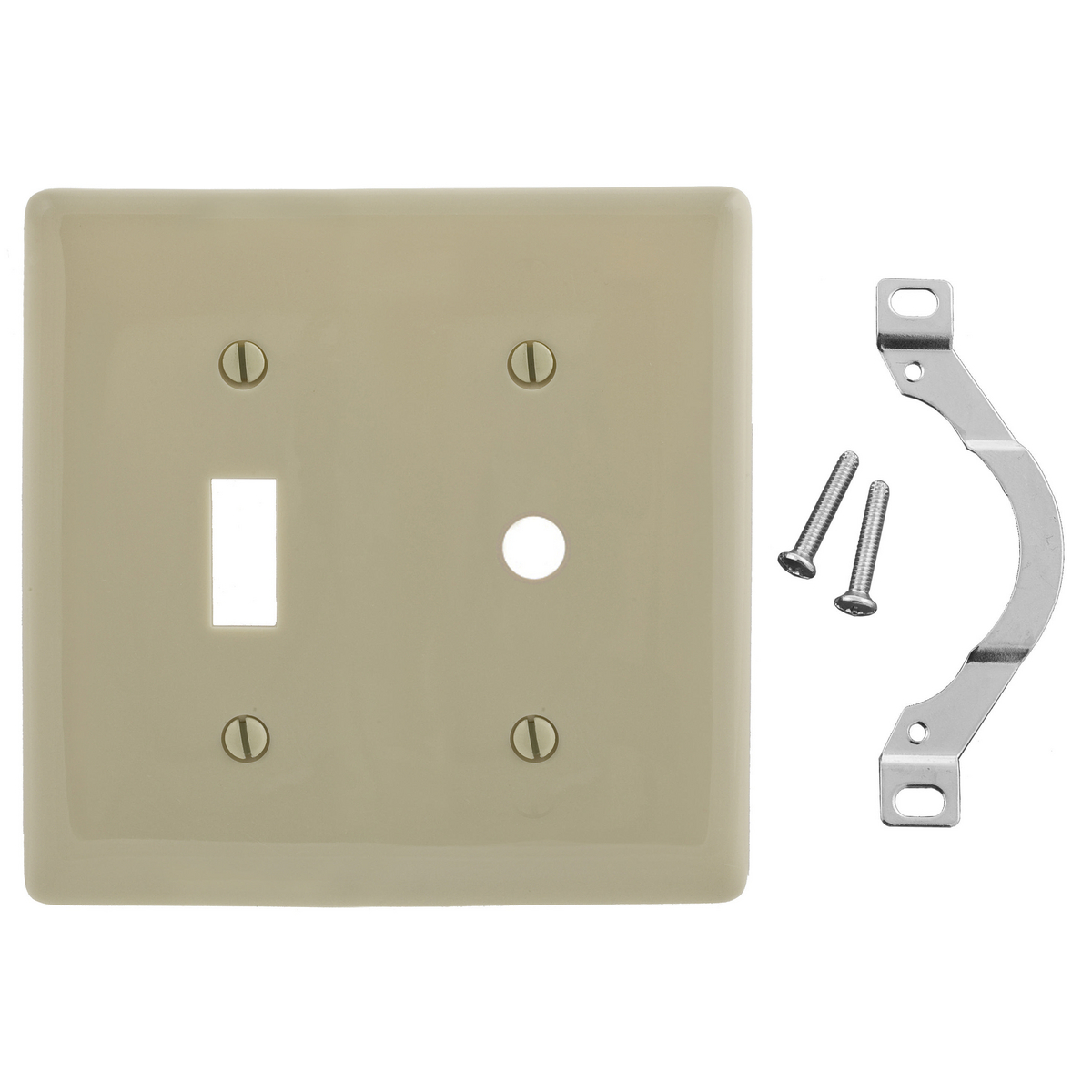 NP112I Standard Combination Wall Plate, 2 Gangs, 4.63 in W x 4.68 in H, Nylon, Ivory
