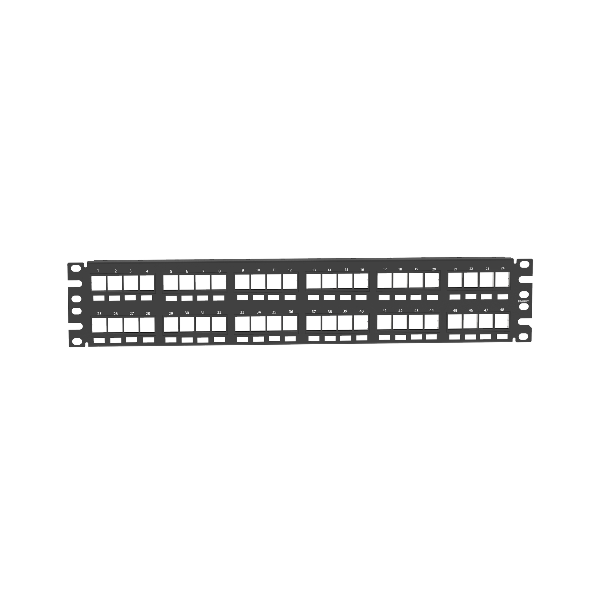 NKPP48FMY NetKey 2RU Flat Keystone Unshielded Modular Patch Panel, 48 Ports, Cold Rolled Steel